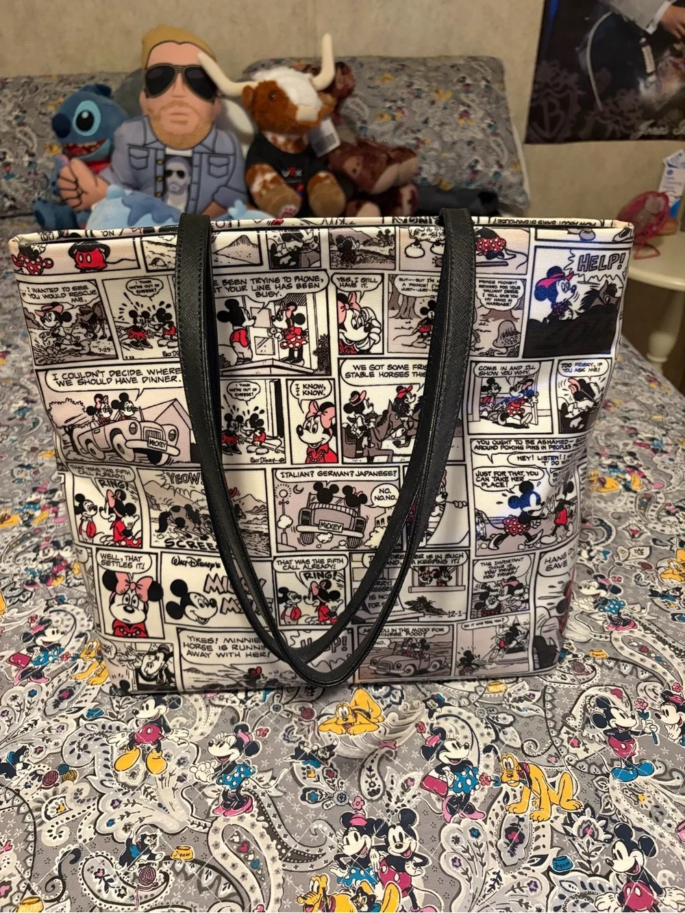 Kate Spade Mickey Mouse Comic Strip Tote Bag - Black & White